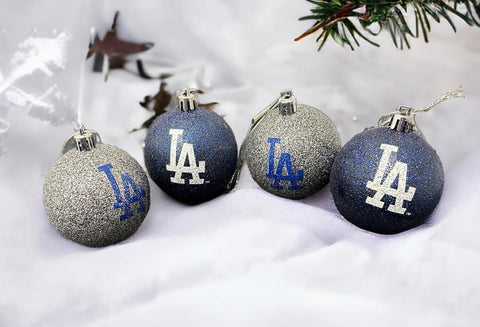 Los Angeles Dodgers 4-Pack Glitter Team Ornaments