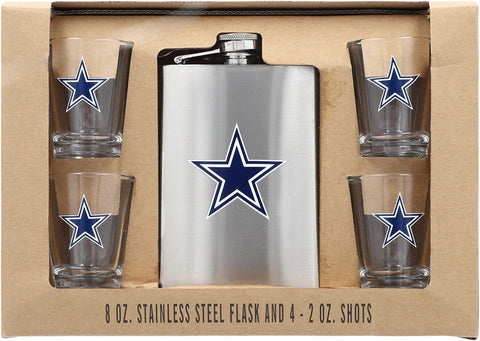 Dallas Cowboys 8oz. Stainless Steel Flask & 2oz. Shot Glass Set