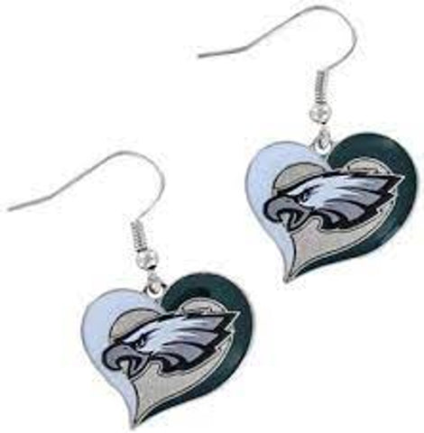 Philadelphia Eagles Swirl Heart Earrings