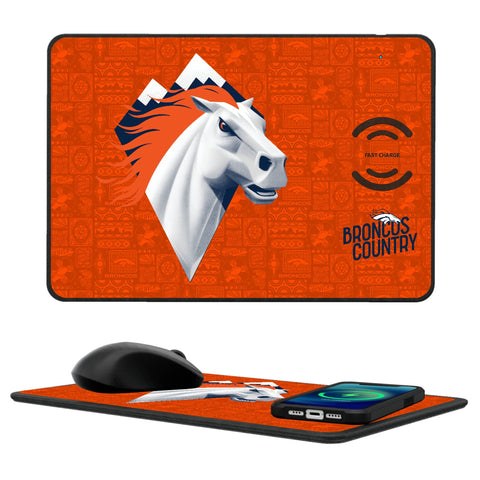 Denver Broncos 2024 Illustrated Limited Edition 15-Watt Wireless Charger and Mouse Pad-0