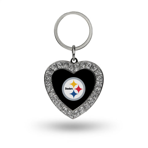 Pittsburgh Steelers Rhinestone Heart Keychain