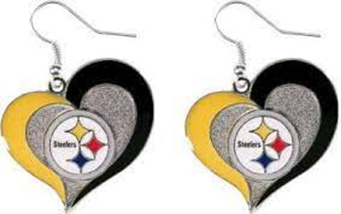 Pittsburgh Steelers Swirl Heart Earrings
