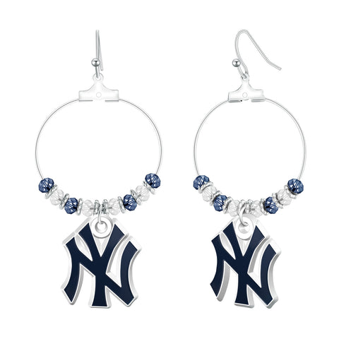 New York Yankees Beaded Hoop Earrings