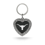 Texas Longhorns Color Rhinestone Heart Keychain