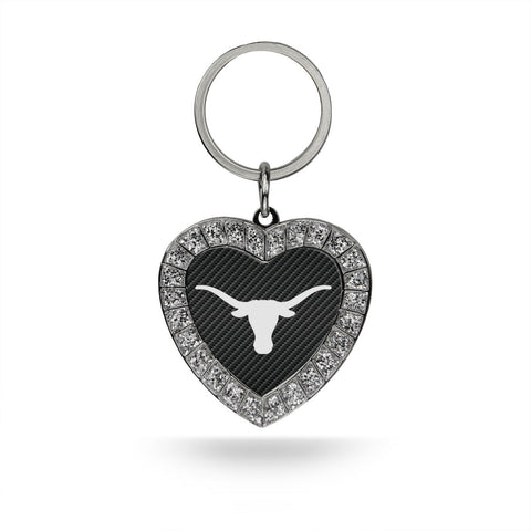 Texas Longhorns Color Rhinestone Heart Keychain