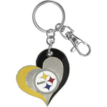 Pittsburgh Steelers Swirl Heart Keychain