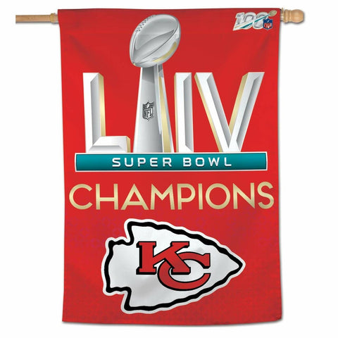 Kansas City Chiefs Super Bowl 54 Champs 28 x 40 Banner 1 Sided Vertical Flag