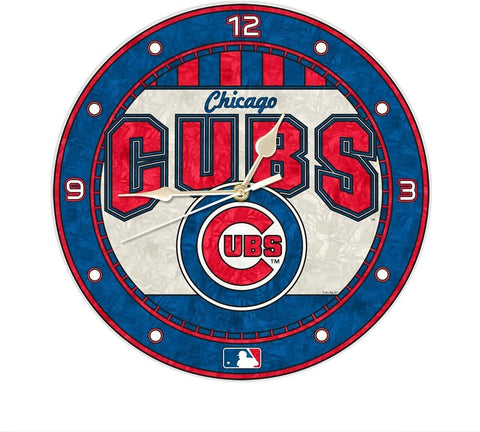 Chicago Cubs Art Glass Clock