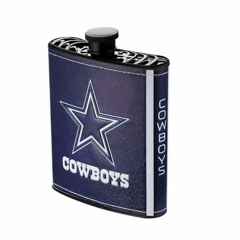 Dallas Cowboys 7 Oz Plastic Hip Flask With Logo Wrap