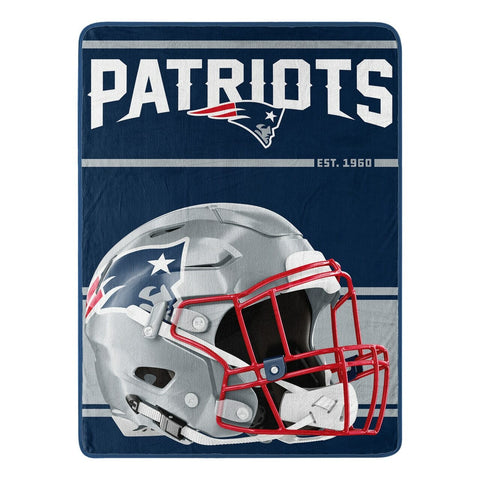 New England Patriots Blanket 46x60 Micro Raschel 40 Yard Dash Design Rolled