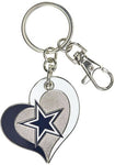Dallas Cowboys Swirl Heart Keychain