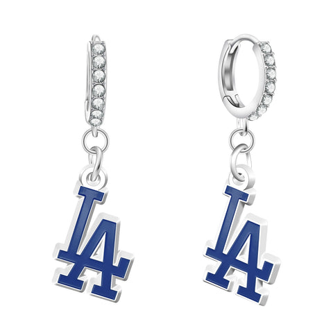 Los Angeles Dodgers Rhinestone Circle Earrings