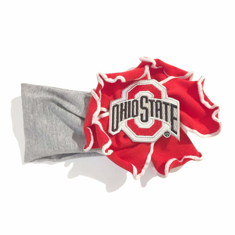 Ohio State Buckeyes Flower Band With Patch Handband 6-24 Months