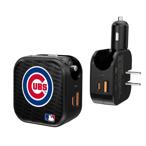 Chicago Cubs Blackletter 2 in 1 USB A/C Charger