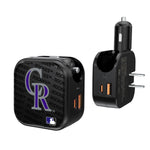 Colorado Rockies Blackletter 2 in 1 USB A/C Charger