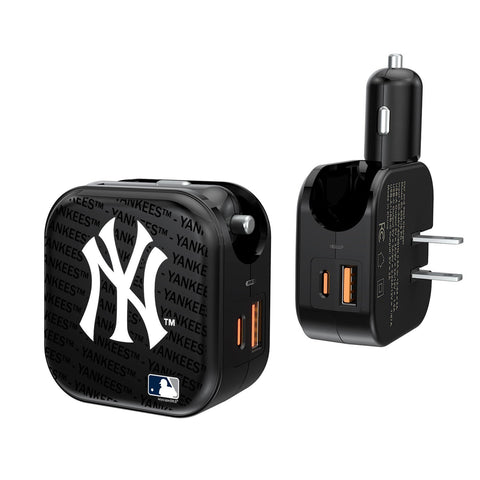 New York Yankees Blackletter 2 in 1 USB A/C Charger