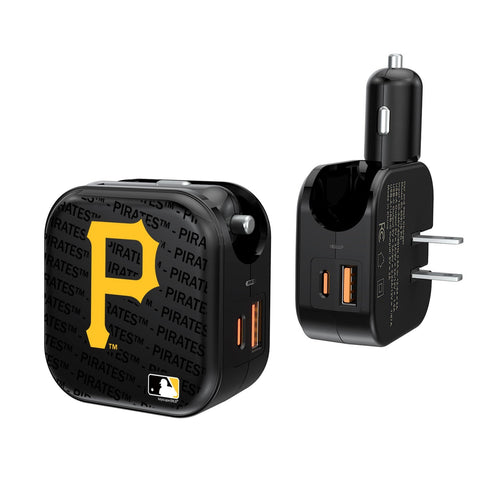 Pittsburgh Pirates Blackletter 2 in 1 USB A/C Charger