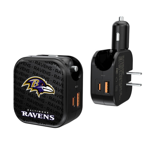 Baltimore Ravens Blackletter 2 in 1 USB A/C Charger-0