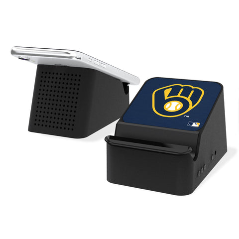 Milwaukee Brewers Solid Wireless Charging Station and Bluetooth Speaker