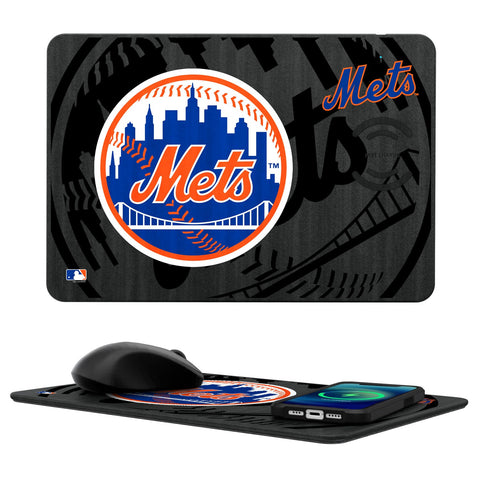 New York Mets Tilt 15-Watt Wireless Charger and Mouse Pad