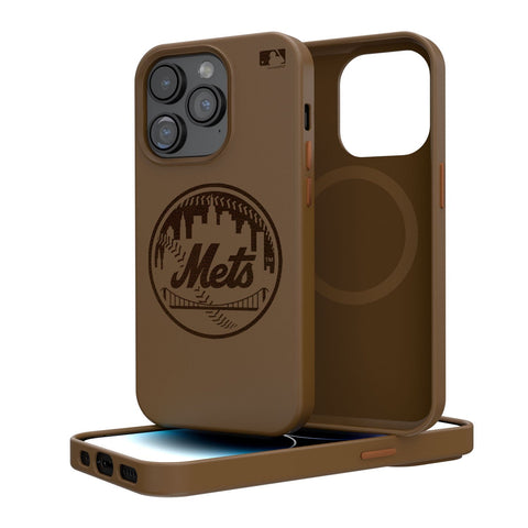 New York Mets Woodburned Brown Magnetic Case