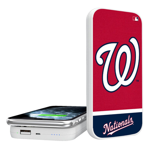 Washington Nationals Solid Wordmark 5000mAh Portable Wireless Charger