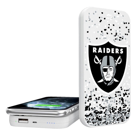 Las Vegas Raiders Confetti 5000mAh Portable Wireless Charger-0