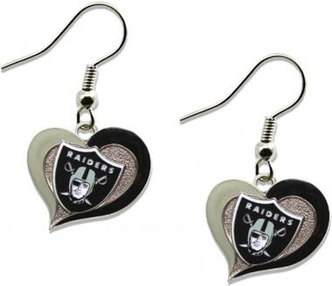 Las Vegas Raiders Swirl Heart Earrings
