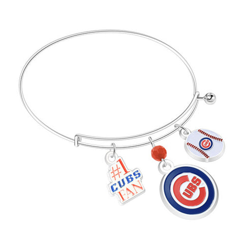 Chicago Cubs Three Charm Logo Bead Bracelet