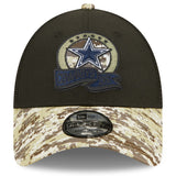 Dallas Cowboys Men's New Era Black/Camo 2022 Salute To Service 9FORTY Snapback Trucker Hat