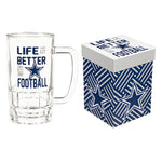 Dallas Cowboys Glass Tankard Cup, with Gift Box