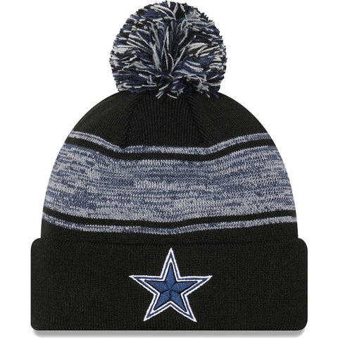 Dallas Cowboys Men's New Era Black Chilled Cuffed Knit Hat with Pom