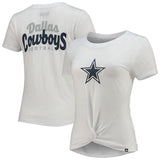 Dallas Cowboys Women's New Era White Slub T-Shirt with Front Twist Knot