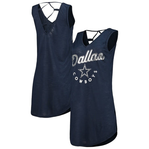 Dallas Cowboys G-III 4Her by Carl Banks Women's Game Time Swim V-Neck Cover-Up Dress - Navy